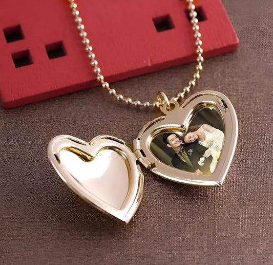 Metal Heart Shape Romantic Love Openable Couple Mini Photo Frame Keepsake Momento Memory Locket Pendant Necklace