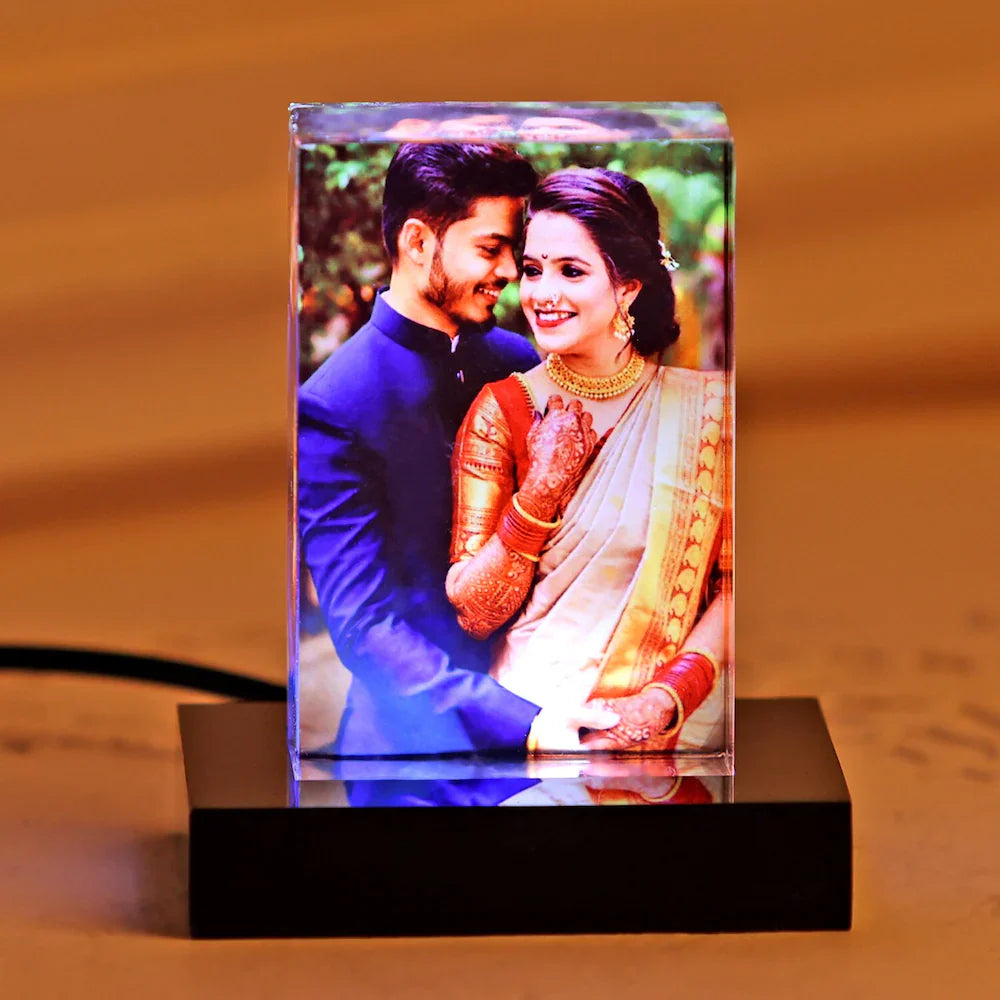 Acrylic Table Top Photo Frame With LED Light