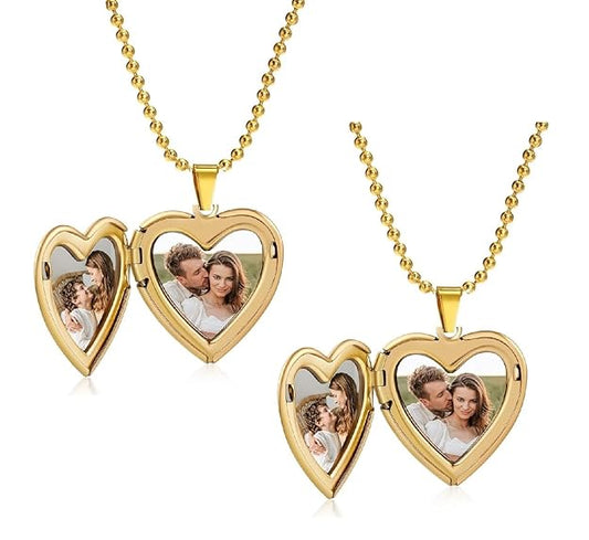 Metal Heart Shape Romantic Love Openable Couple Mini Photo Frame Keepsake Momento Memory Locket Pendant Necklace
