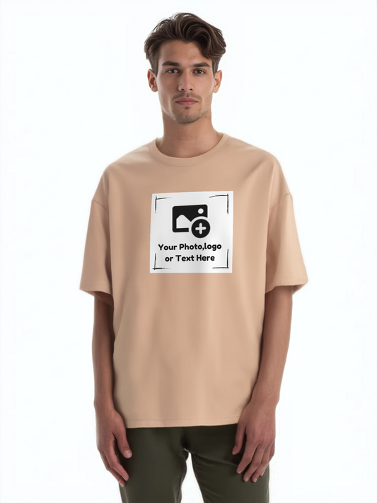 Men's Personalized Oversized T-shirts ( Beige)