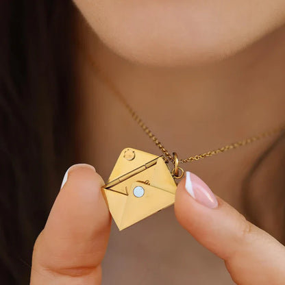 Photo Pendant envelope Necklace - custom, unique, romantic gift for her