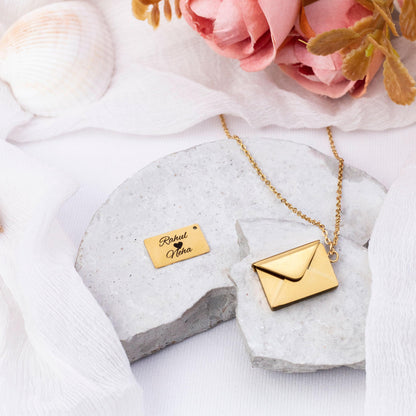 Photo Pendant envelope Necklace - custom, unique, romantic gift for her
